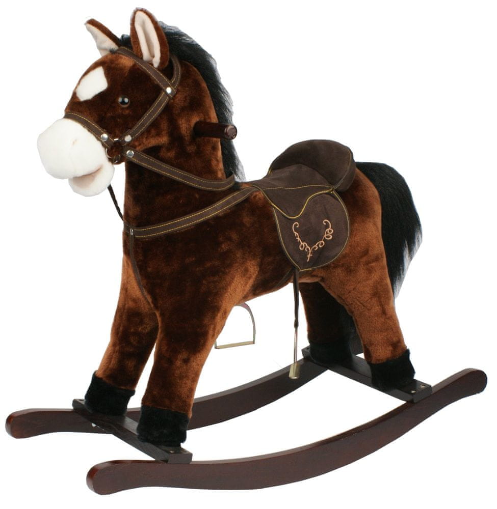 Mac Toys Tmavohnedý hojdací kôň so zvukom a hýbajúcou pusou